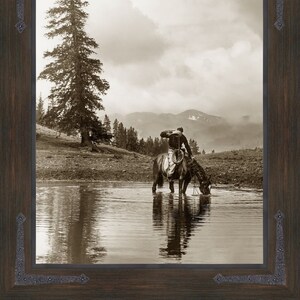 Vintage Cowboy Photograph: Framed Western Art Print, Rustic Decor