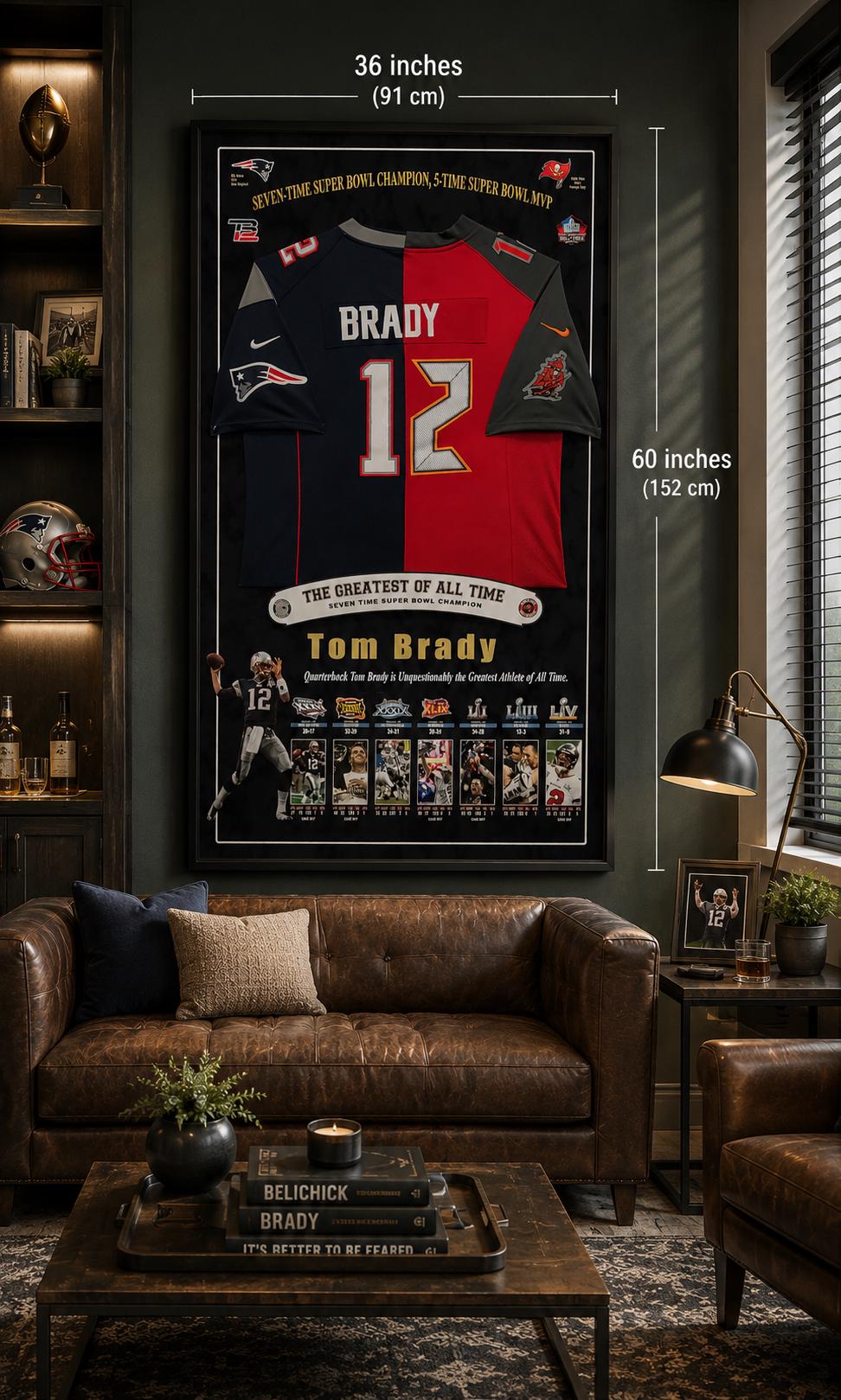 Tom Brady Jersey Frame - 7 Super Bowl Championships - 5 Mvp's