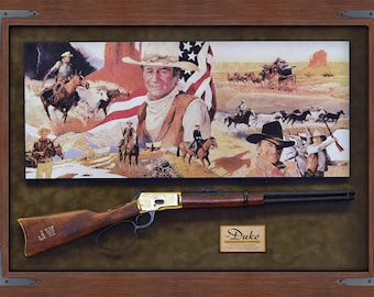 John Wayne Rifle &quot;The Duke&quot; His Life in Movies&quot;- | Shadow Box with and without hinged cover