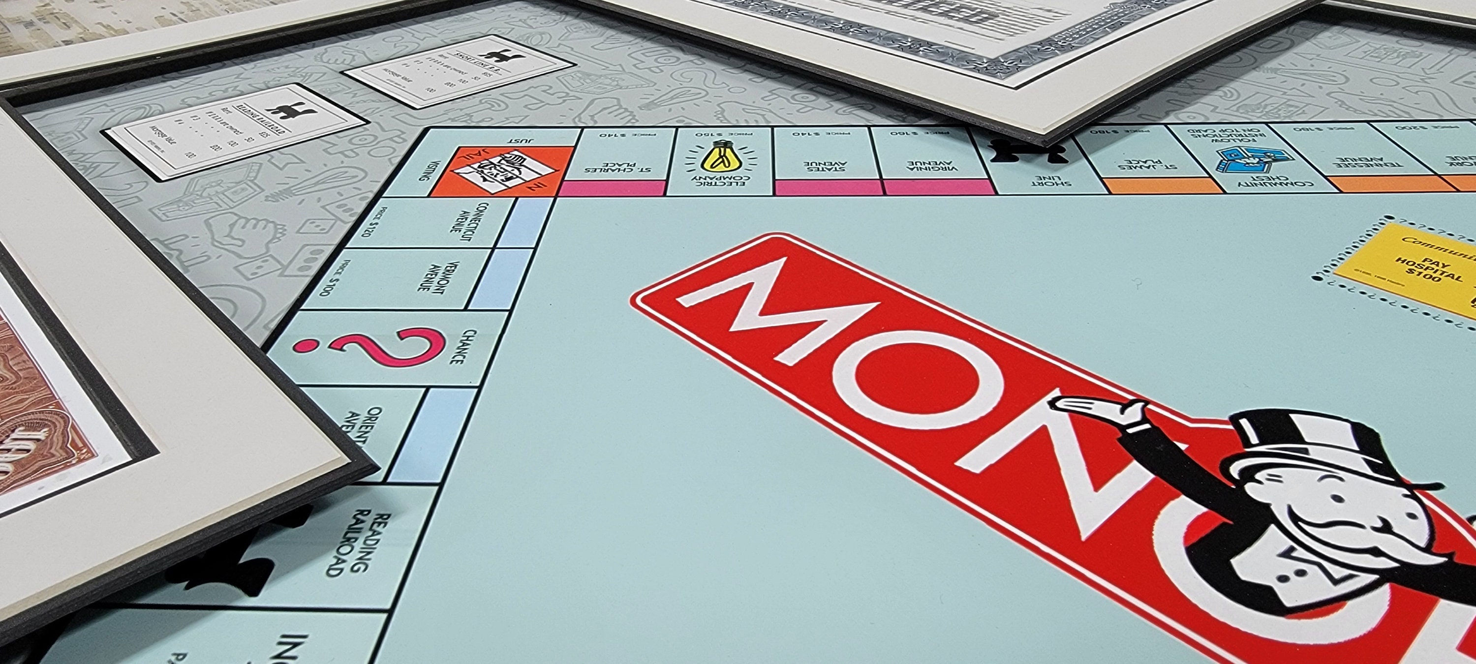 Monopoly Wall In Giant Monopoly Wall Décor With Vintage Railroad Stock Certificates ...