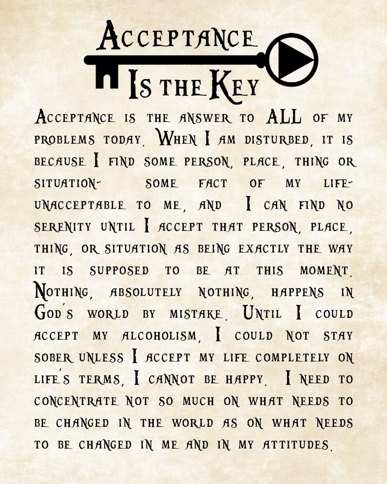 Acceptance was the Answer Alcoholics Anonymous AA Big Book | Etsy