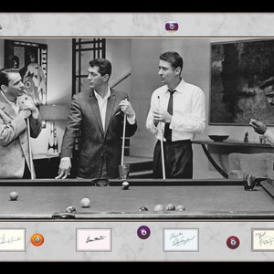 The Rat Pack - Oceans Eleven - Framed 3-d Shadowbox with real pool balls and Facsimile Signatures