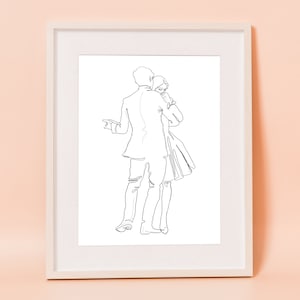 Printable A Black And White Line Drawing Lovers Dance, Minimal Lines Poster, Digital Art, Modern Poster, Single Line Art