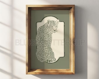 Sage Green Leopard Print Posters, Animal Print Wall Art, Cool Girl Prints, Preppy Teen Girl Wall Art, Printable Digital