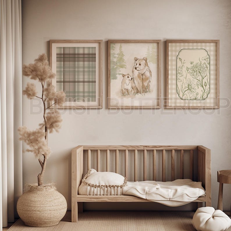 Sage Green Vintage Style Nursery Gallery Wall, Animal Wall Art Set ...
