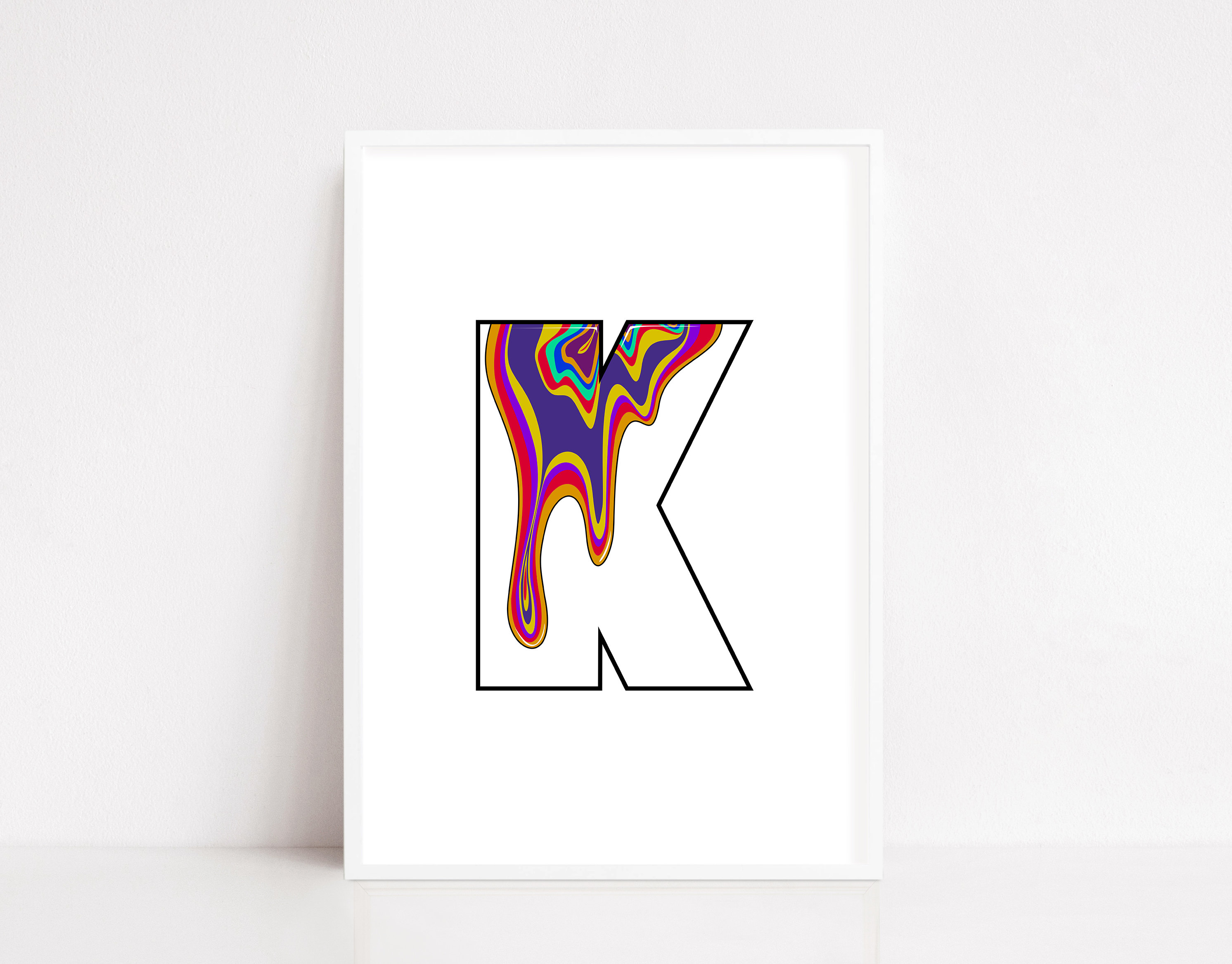 printable alphabet letter k melting colors typography etsy canada