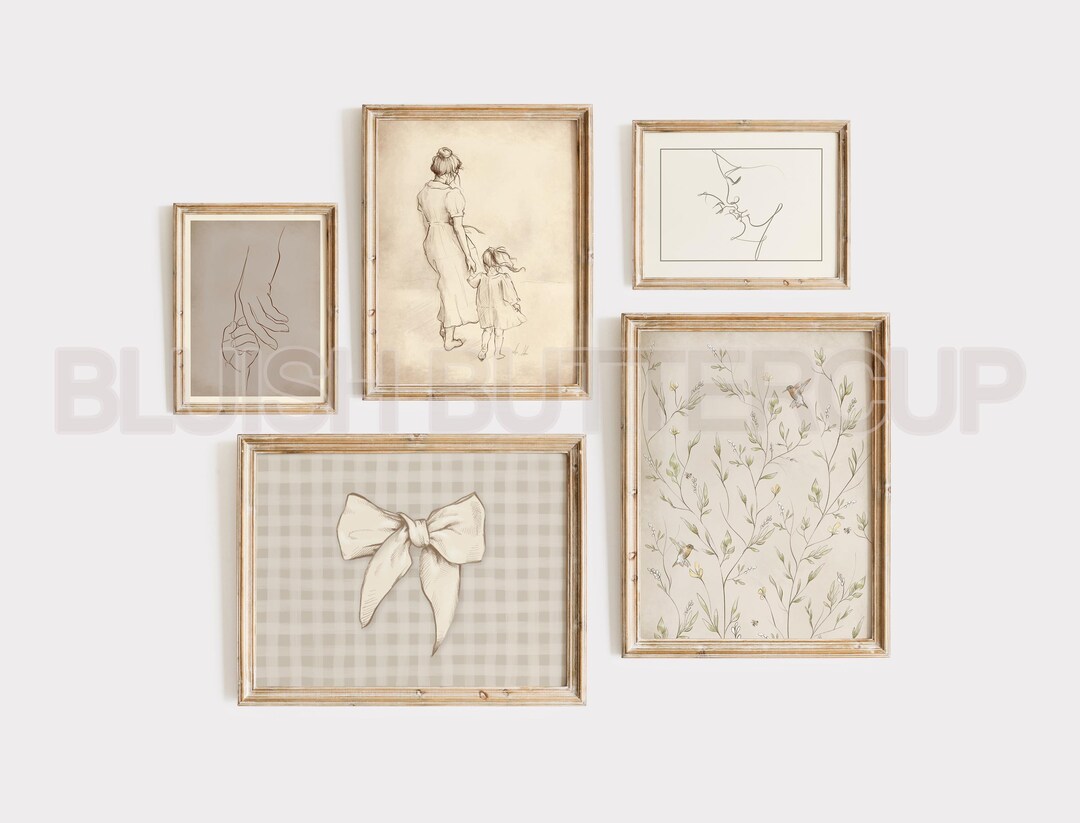 Beige Vintage Style Nursery Gallery Wall, Mother Daughter Wall Art Set ...
