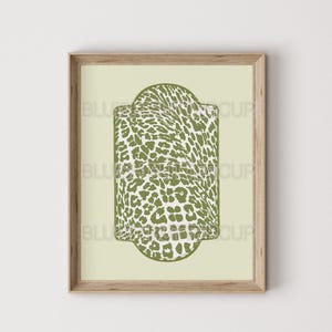 Sage Green Leopard Print Posters, Animal Print Wall Art, Cool Girl Prints, Preppy Teen Girl Wall Art, Vintage Style Natural Pattern