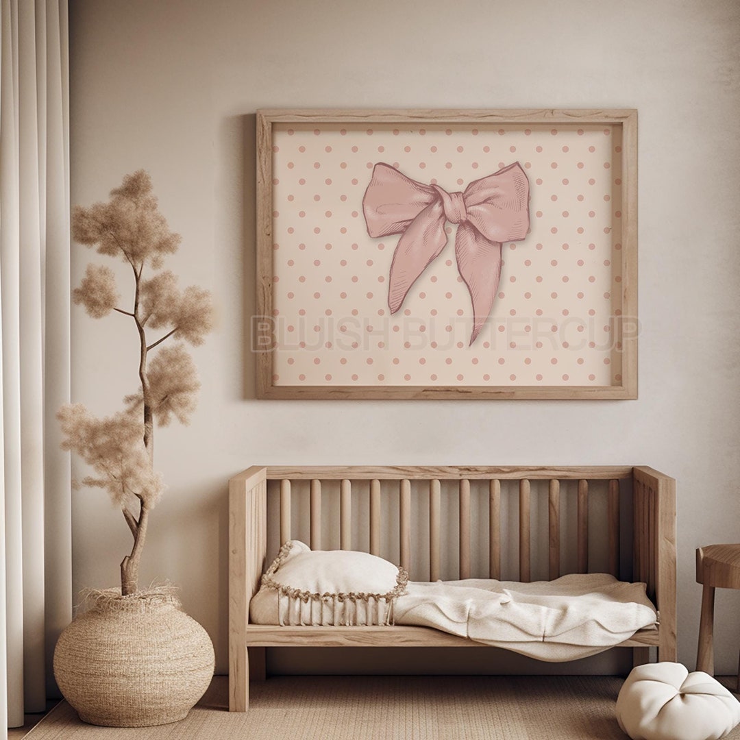 Pink Coquette Room Wall Art, Balletcore, Vintage Style Bows, Dorm Room ...