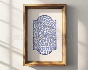Blue Leopard Print Posters, Animal Print Wall Art, Cool Girl Prints, Preppy Teen Girl Wall Art, Vintage Style Natural Pattern