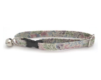 Kaufman Fusions on Silver Adjustable Breakaway Cat or Small Dog Collar by Fashionable Felines