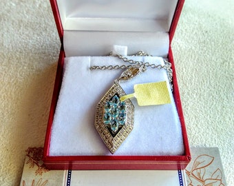 Generations 1912 2 cwt Rare &quot;Santa Maria Aquamarine&quot; Pendant SS BRAND NEW