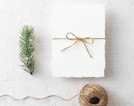 Winter Wedding Deckle Edges Invitation Christmas Greeting Cards Mockup