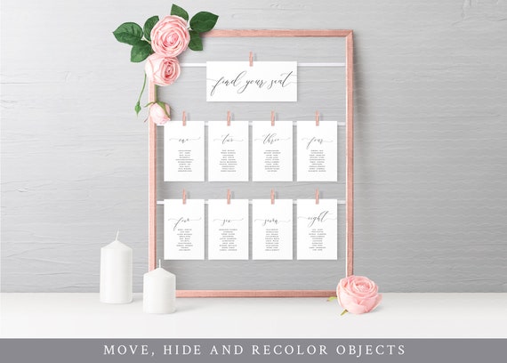 Wedding Seating Chart Mockup Modern Table Frame Seating