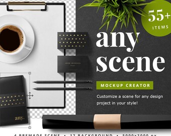 Download Free Any Scene Mockup Creator / Moveable Mockup / Flay Lay / Top View / Blog Image Creator / Stationery Mockup / Branding / Social Media / PSD PSD Template