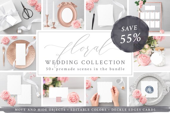 Wedding Mockups Bundle: Invitation Seating Chart Table Number Frame