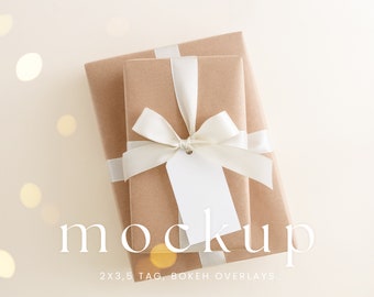 Modern Holiday Tag Mockup. Christmas Gift Tag Mockup, Gift Box Mockup, Christmas, Valentines Day, Wedding, Birthday Mockup, 2x3,5