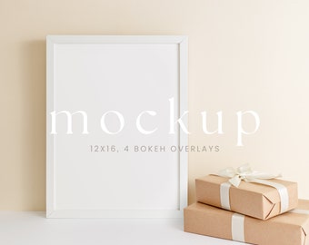 White Frame Mockup 12x16. Light Frame Mockup, Christmas Mockup, Artwork Mockup, Poster, Picture Mock Up, Birthday, Valentines Day /016