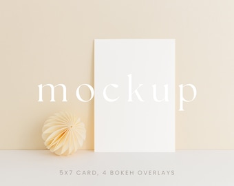 Minimal Christmas Greeting Card Mockup. Christmas Postcard Mockup, New Year Mockup, Portrait 5x7 Card, Mockup Stationery, Holiday Mockup/004