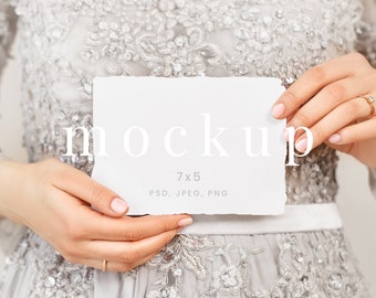 Save the Date Card Mockup, Wedding, 7x5 Card Mockup, Hand and Card, Wedding Mock up, Paper Mockup, Canva Mockup, Print Mockup, Neutral