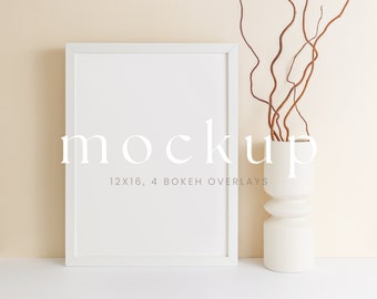 Minimalist White Frame Mockup 12x16. Portrait Frame, Poster Shop Mockup, Mockup Interior, Single Frame Mockup, Digital Frame, Poster /018