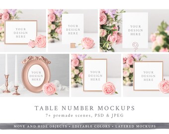 Wedding Table Number / Frame Mockup 5'' x 7''  / Portrait Frame, Square Frame, Landscape Frame, Canvas, Table Card  / PSD, Styled Stock