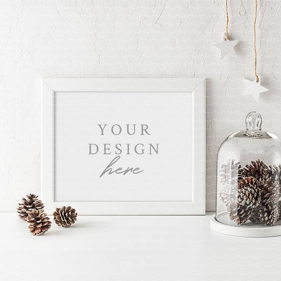 Download Christmas Landscape Frame Mockup Poster Mockup Wall Art Etsy PSD Mockup Templates