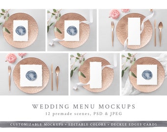 Wedding Menu Mockups / Wedding Mockup, Program Mockup, Menu Template, Wedding Reception, Wedding Menu Cards, Eucalyptus / PSD, Styled Stock