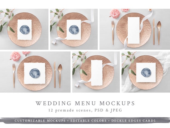 Wedding Menu Mockups Wedding Mockup Program Mockup Menu Etsy