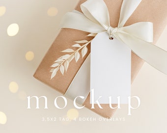 Modern Holiday Tag Mockup. Christmas Gift Tag Mockup, Gift Box Mockup, Christmas, Valentines Day, Wedding, Birthday Mockup, 2x3,5 /021