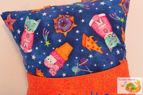 Cosmic Cat Reading Pillow Kids Reading Pillow Pocket Etsy