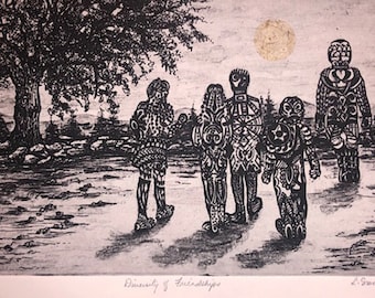 SOLAR Print ,Diversity of Friendships, solar etching, unique print, home art, solar print art