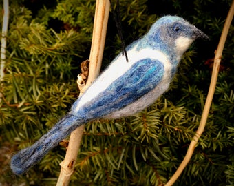 Felted Scrub Jay, Florida bird , Blue Scrub Jay art, scrub jay ornament