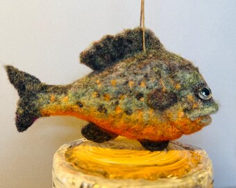 Needle Felted Wool Sunfish Ornament, Fisherman Gift