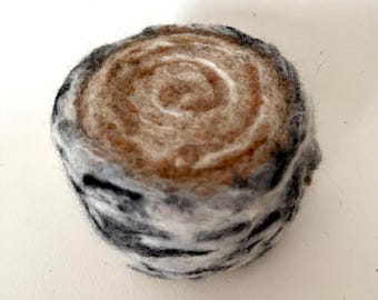 Needle Felted Wool Birch Tree Stump, Art Display post
