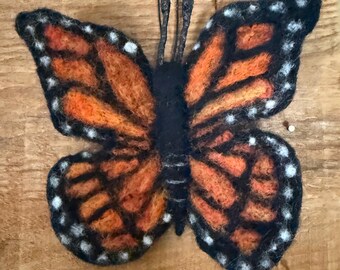 Felted wool Monarch Butterfly Ornament, Nature Lover Gift