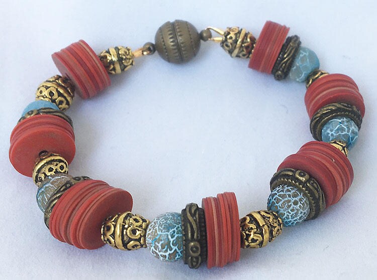 Beaded Bracelet Magnetic Clasp Bracelet Vinyl and Frosted | Etsy