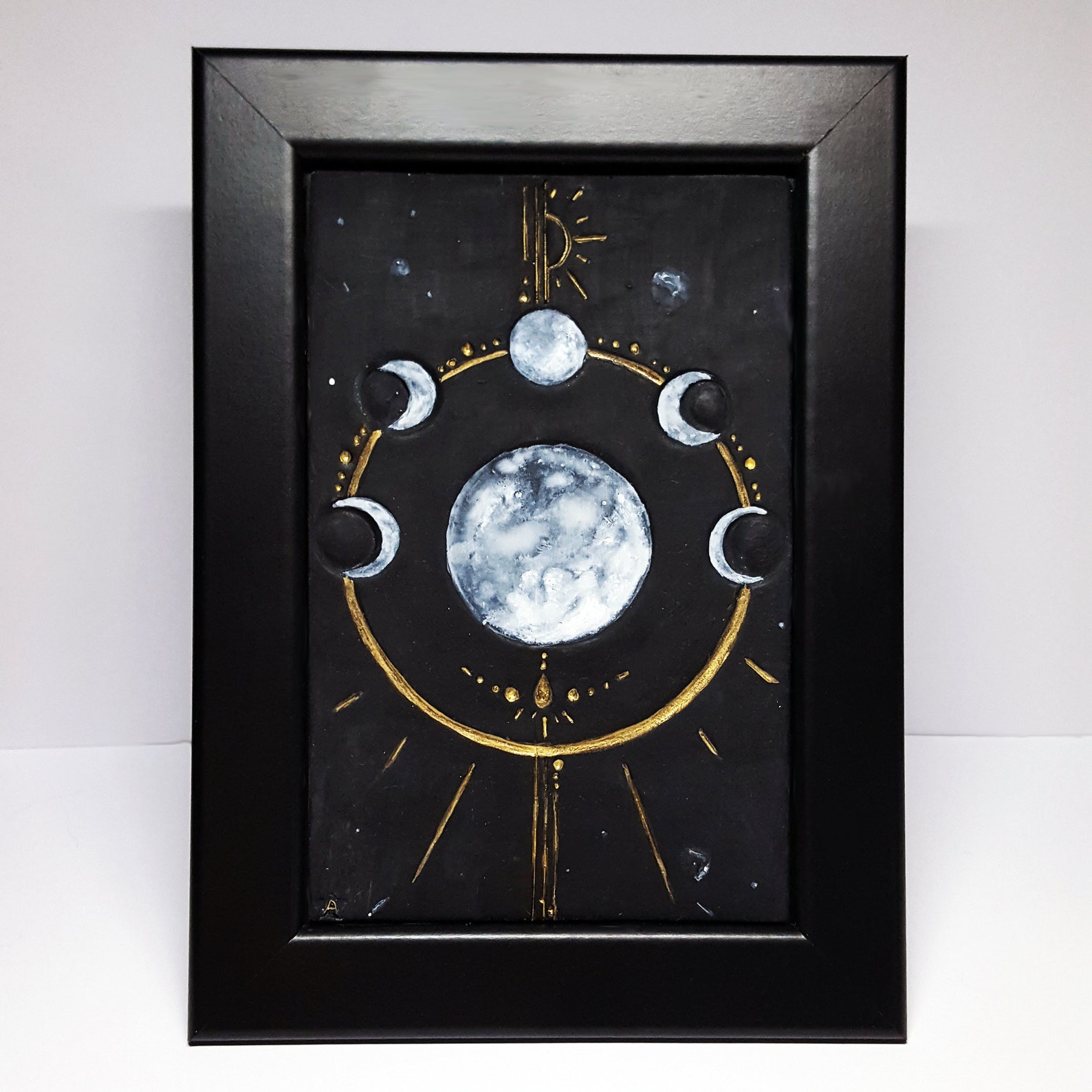 Moon frame in relief full moon decoration and lunar cycle Etsy