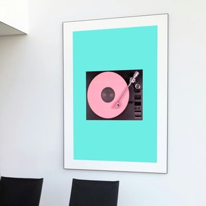 Print retro platenspeler: vintage muurkunst platenspeler