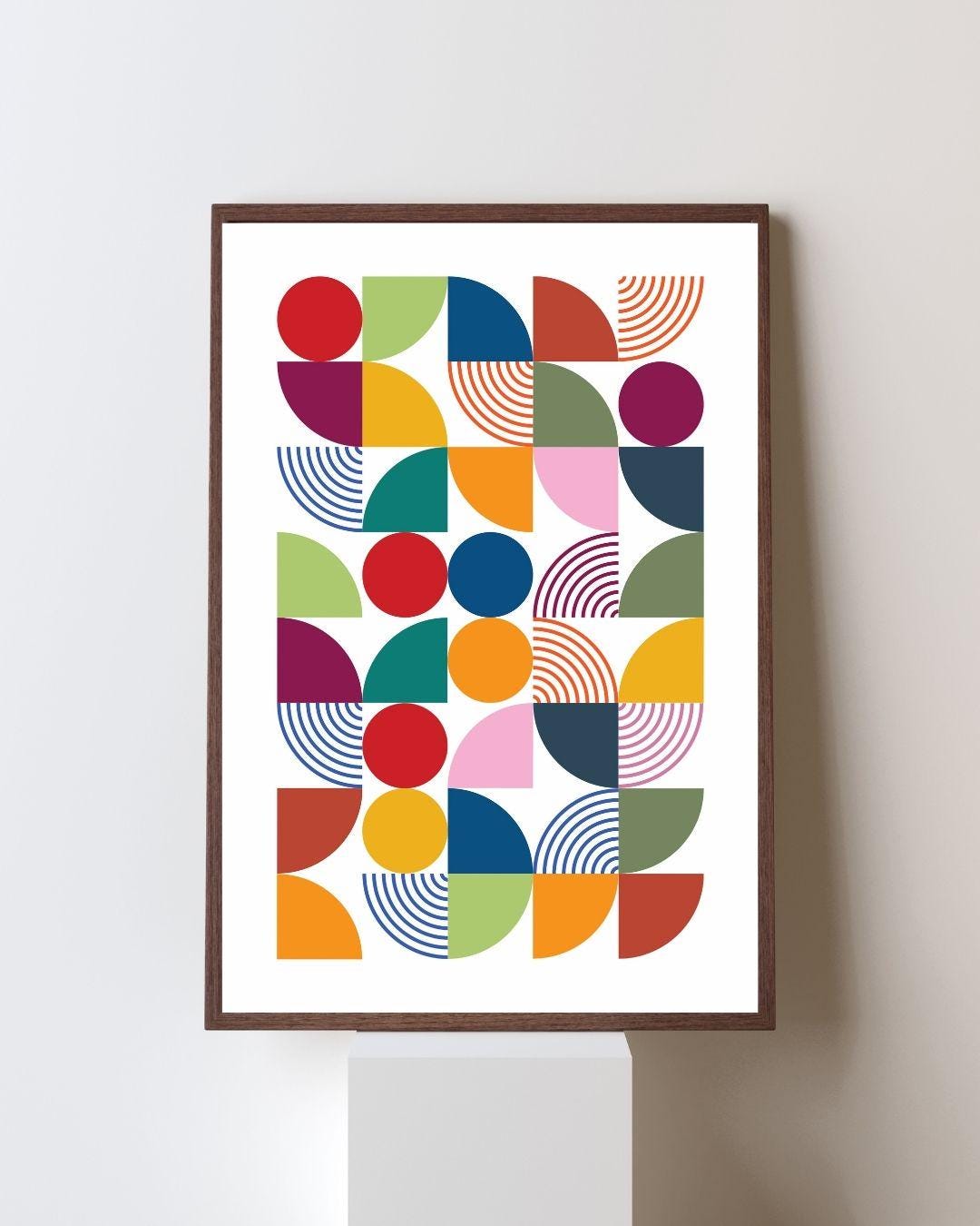 Bauhaus Geometric Print | Colorful Abstract Circles Wall Art - Etsy