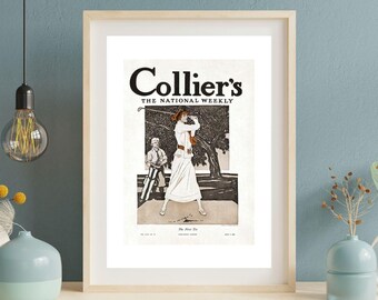 Vintage Golf Art Print | 1912 Collier's Weekly Cover | The First Tee