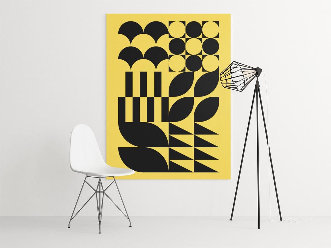 Bauhaus Geometric Art Print: Yellow Mid-century Modern Wall Decor - Etsy