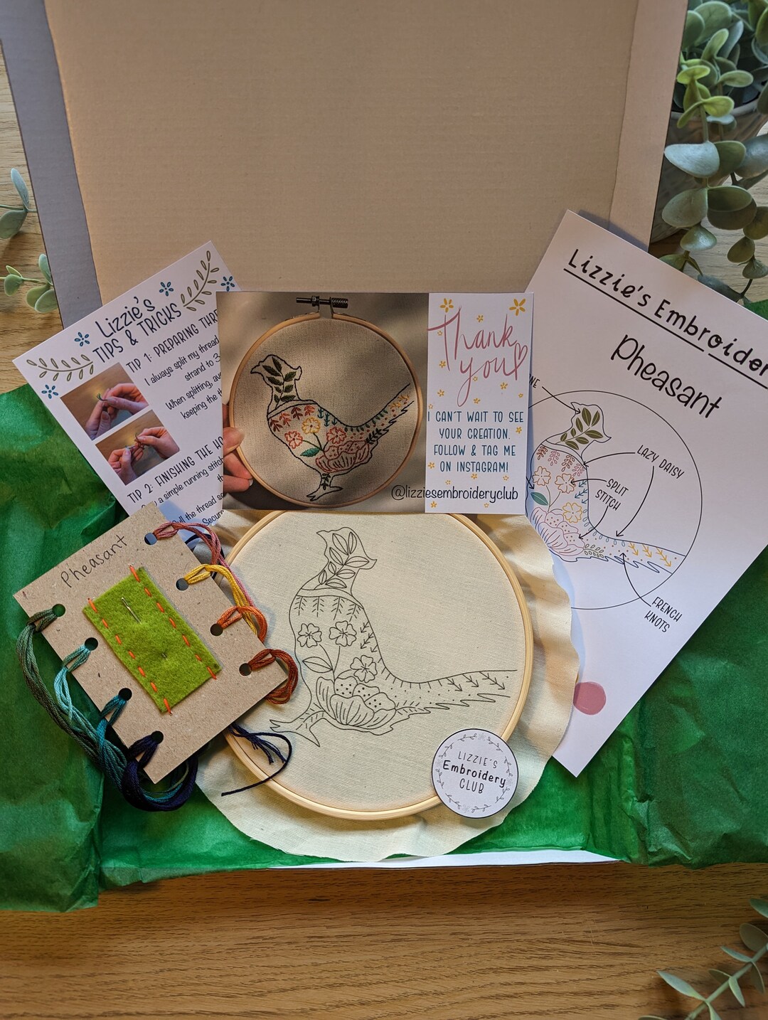 Pheasant Embroidery at Home Embroidery Kit Floral Etsy