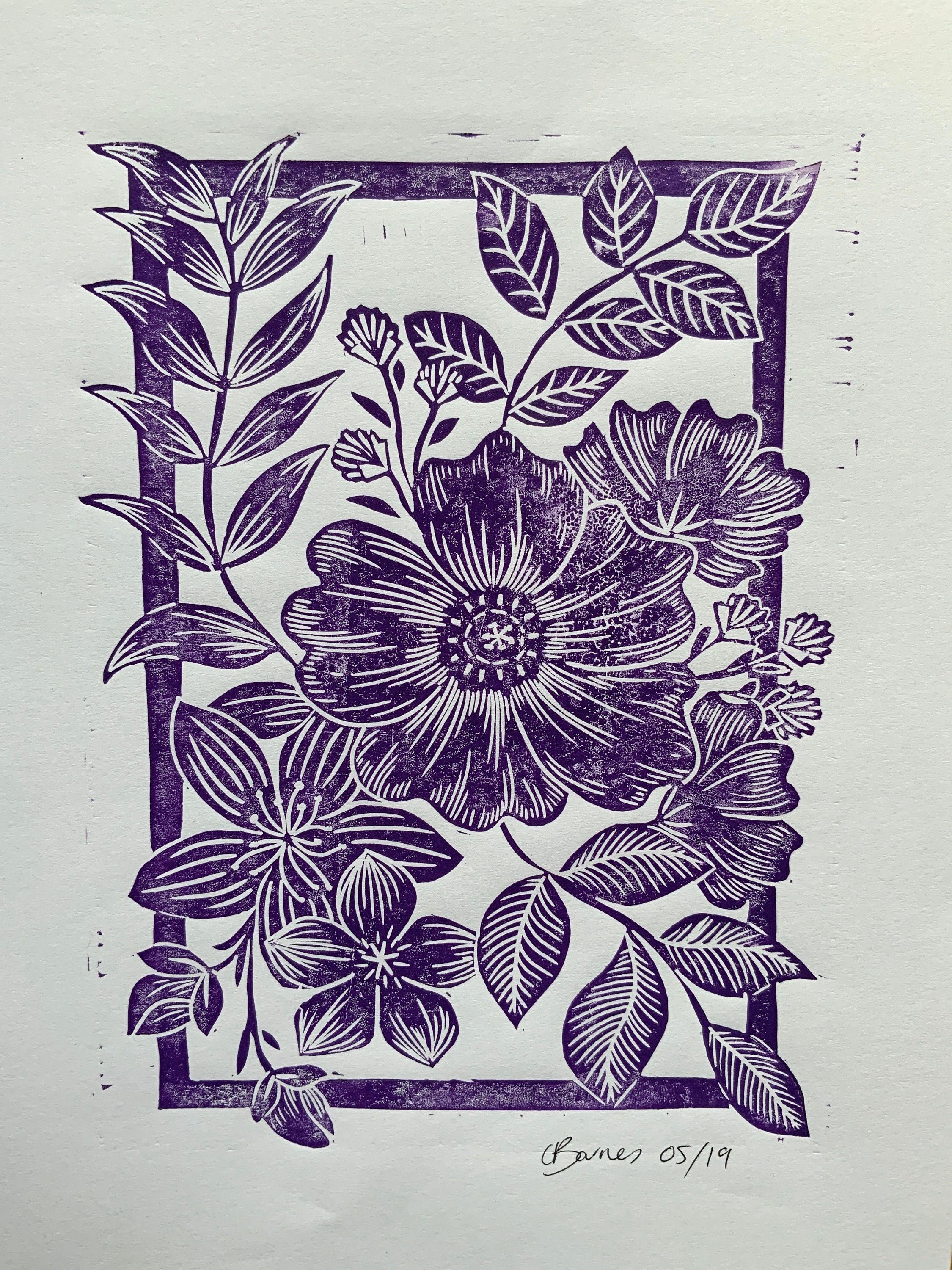 Wood & Linocut Prints Floral symmetry 297x420” Linoprint Prints etna.com.pe