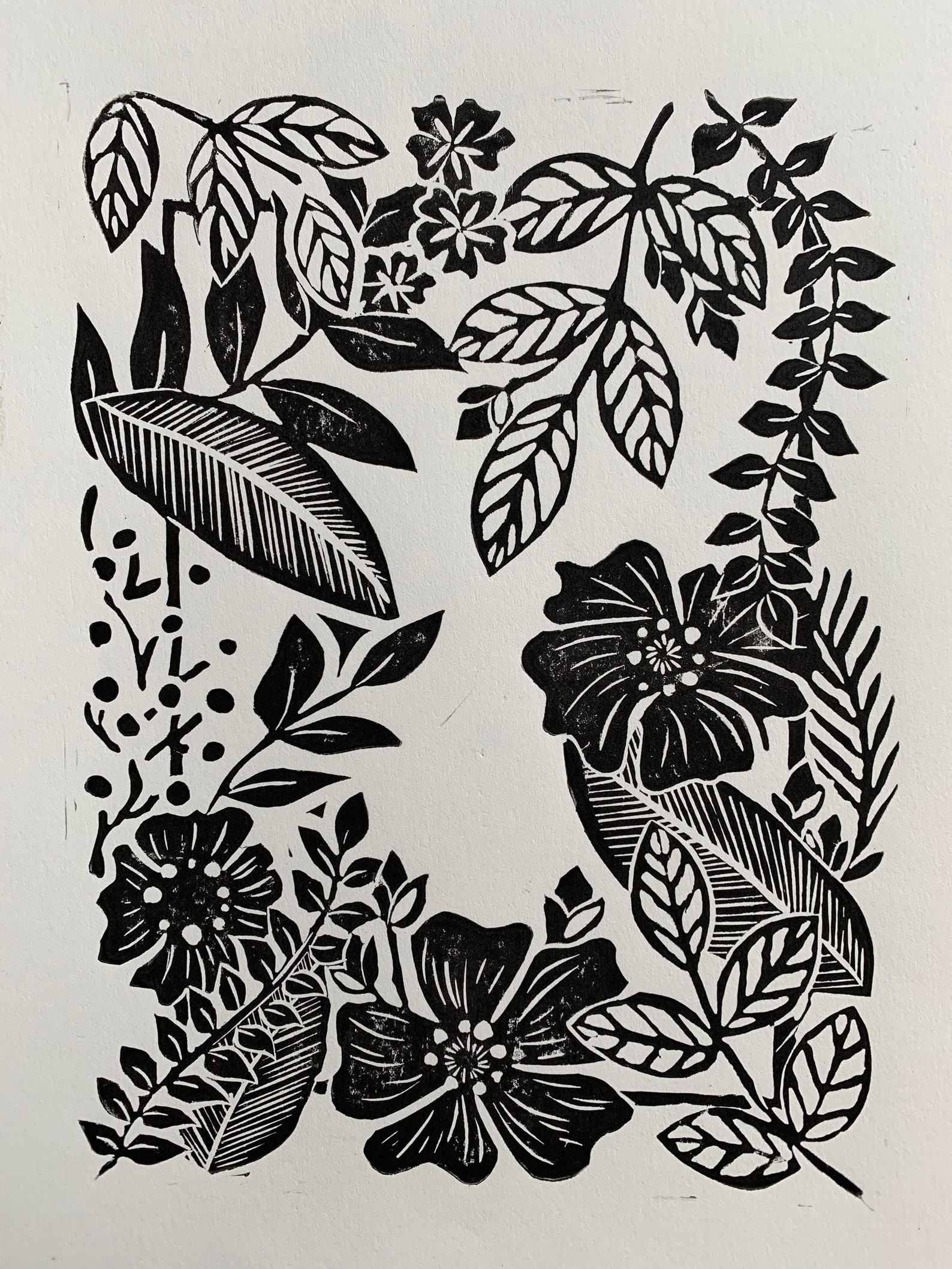 Jungle Print Jungle Lino Print. Jungle Print Illustration. - Etsy