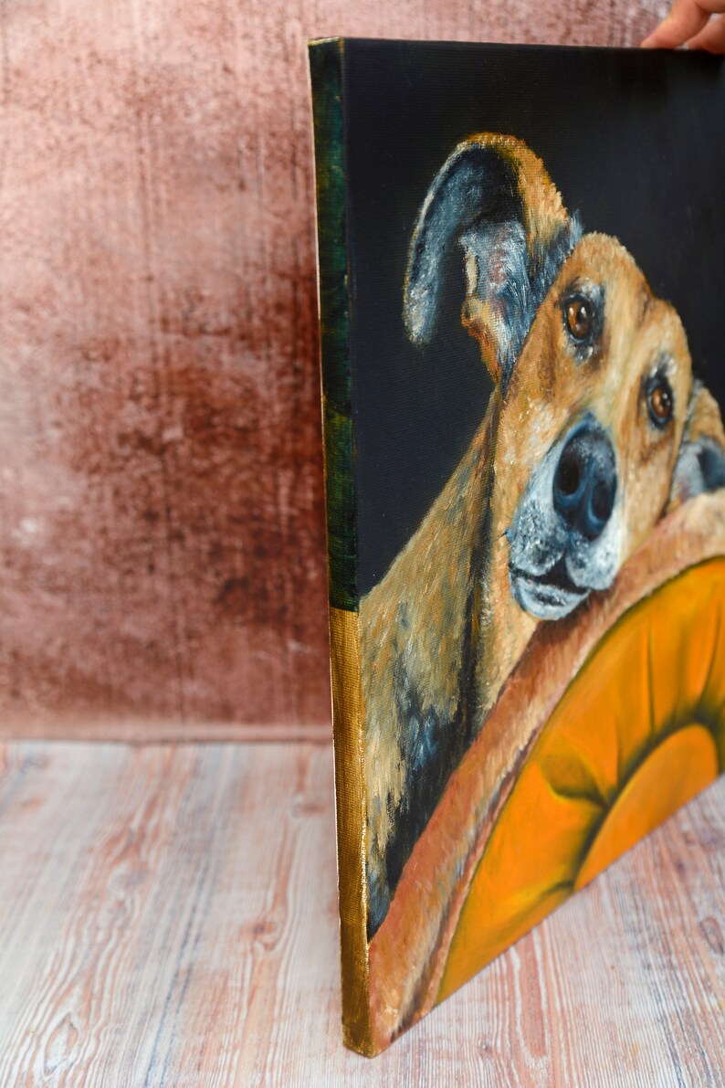 Alte Hund Portrait Original Ölgemälde auf Leinwand Quadrat Etsy