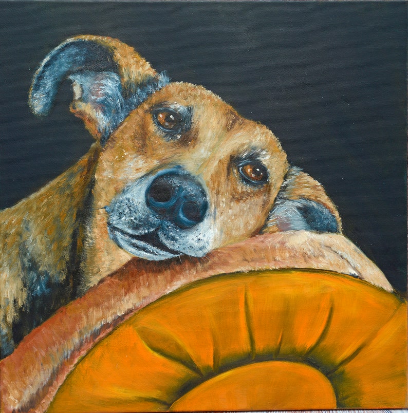 Alte Hund Portrait Original Ölgemälde auf Leinwand Quadrat Etsy
