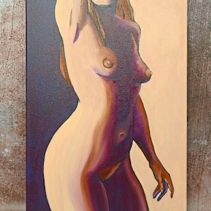 Pintura corporal femenina / Arte mural monocromático 20x14