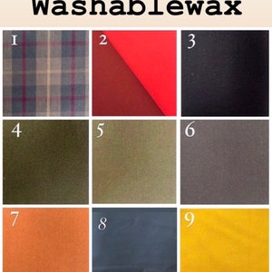May include: Nine fabric swatches labeled 1 through 9. The swatches are in various colors and patterns, including plaid, red, black, green, gray, orange, and yellow.