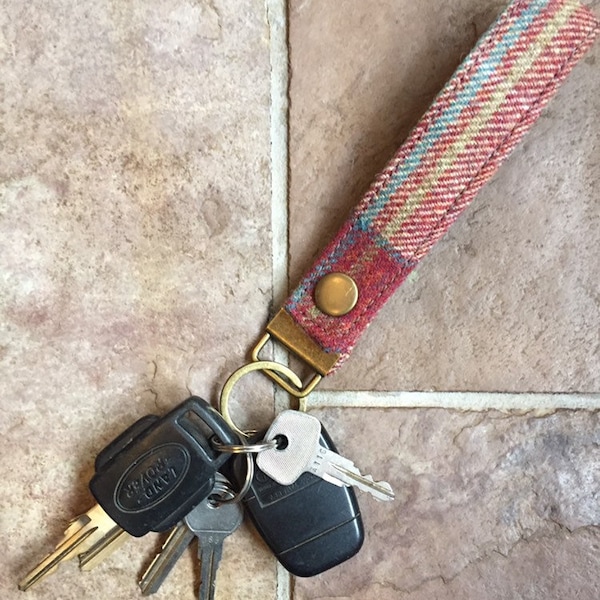 Tweed/ Leather key fob